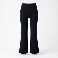 Flared Leggings for Women with High Waist and Elastic Waistband, Lightweight Cropped Pants for Gym and Running, Trousers for