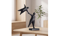 Tabletop Figurine Modern Abstract Sculpture Black Escultura Conceptual for Homeowners, Living Room, Bedroom