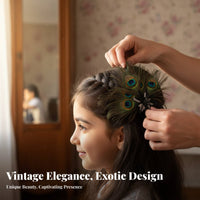Peacock Feather Hair Fastener Iridescent Spot-Catching Design Feather Fascinator Headpiece 1920s Roaring Twenties Headpiece