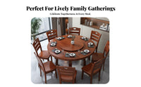 Square to Round Dining Table Solid Wood Construction Convertible Dining Table Rounded Corners Home Furniture for Families, Hosts, Kitchen, Living Room