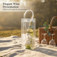PVC Transparent Wine Bottle Cooler Bag with Handle for Champagne & Red Wine, Picnic & Gift