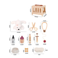 Compact Wooden Vet Playset Rope Handle Pet Vet Playset Educational Veterinarian Kit for Children, Kids