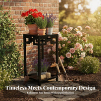 Chinese Design Tall Two-Tier Flower Rack Indoor & Outdoor Use 2-Tier Pot Holder Anti-Rust Plant Stand Heavy-Duty for Gardeners, Homeowners, Balcony, Garden, Living Room, Bedroom