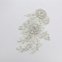 Floral Applique Sequined Embroidered Embellishment with Beads Sequin Applique 3D Beaded Embellishment Sew-on for Crafters