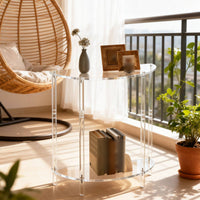 Transparent Semi Circle Side Table Minimalist Acrylic Half Semicircular Table Modern Home Furniture for Living Room, Bedroom, Balcony