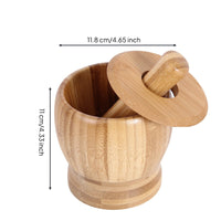 Stable Base Bamboo Mortar and Pestle Natural Mortar and Pestle Set Manual Garlic with Lid Traditional for Home Cooks, Kitchen, Meal Prep