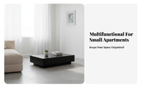 Minimalist Design Square Plinth Nordic Design Coffee Table With Storage Living Room Furniture Geometric Shape for Apartment Dwellers, Homeowners, Families, Small Areas, Studio, Lounge Area, Home Decor