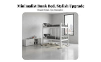 Bunk Bed No Box Spring Needed Metal Bunk Bed Full-Length Guardrails for Students, Adults, Dorm Room Quarters, Small Apartment