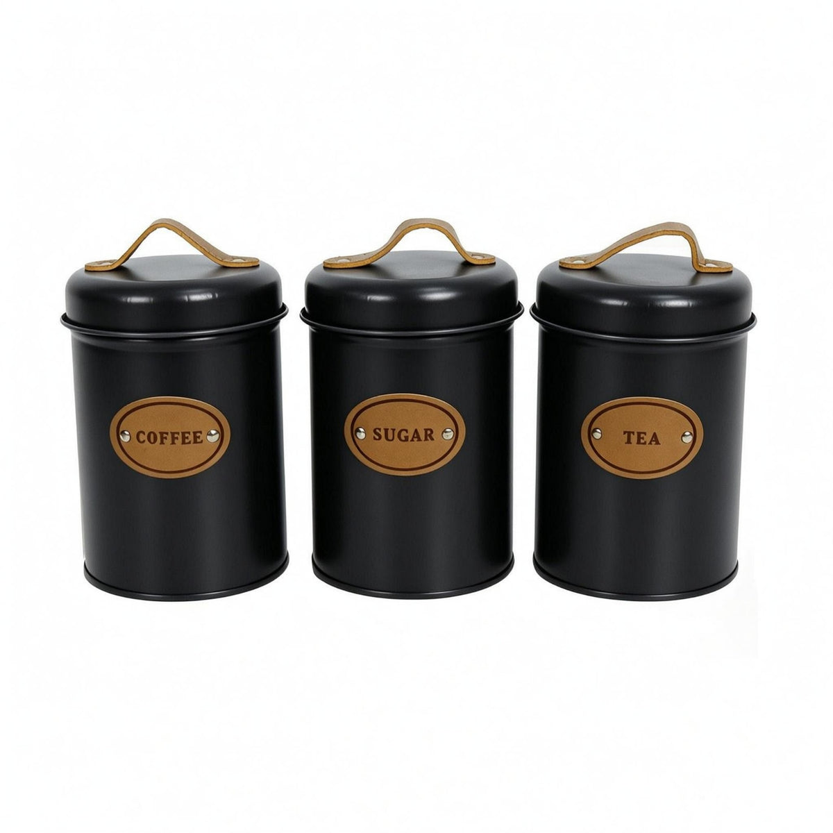 3 Pieces Coffee Sugar Tea Jars Fitted Lids Coffee Tea Sugar Canisters Color Box