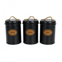 3 Pieces Coffee Sugar Tea Jars Fitted Lids Coffee Tea Sugar Canisters Color Box
