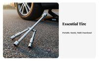 Portable Folding Cross Wrench Easy Storage 4 Way Folding Lug Wrench Carbon Steel for Roadside Emergency, Travel