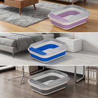 Foldable cat Litter Box Waste Receptacle Portable Semi-Enclosed Waste Receptacle Low-Profile Pet Supply for Kittens, Indoor