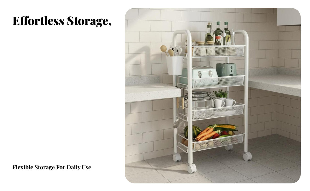 Space-Saving Design Rolling Microwave Cart Lockable Casters Microwave Oven Stand Heavy Duty Kitchen Storage Trolley Sturdy Construction for Apartment Dwellers, Homeowners, Pantry, Garage, Balcony, Living Room