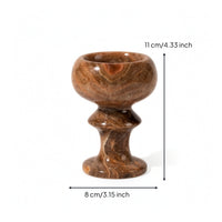 Marble Candlestick Marbled Stone Candle Holder Polished Candlestick with Pedestal for Decorators, Simplifiers, Tabletop, Shelf Styling, Console Table