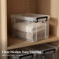 Clear Plastic Storage Box See-Through Sturdy Plastic Storage Bin Stackable Organizer Box Rounded Corners for Bedroom, Playroom