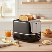 Easy-Clean Two-Slot Toaster Compact Toaster with Crumb Tray Countertop Defrost Automatic for Breakfast