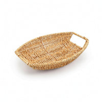 Wicker Basket Tray Handwoven Wicker Serving Tray Boat-Shaped Basket Rustic Easy to Hold and Carry for Fruit Display