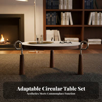 2 Pieces Minimalist Design Nesting Round Tables Modern aesthetic Round Nesting Table Set Designer Look Living Room Centerpiece Space-Saving for Homeowners, Apartment Dwellers, Interior Designers, Lounge Area, Small Spaces, Office, Bedroom