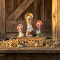 Duck Welcome Sign Cottagecore Welcome Plaque with Ducks Decorative Wooden Plaque for Gardeners, Front Door