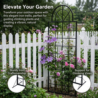 2 Pack Extra Large Iron Garden Trellis for Climbing Plants, 171-200cm, 70cm Wide Matte Black Plant Support, Country Style
