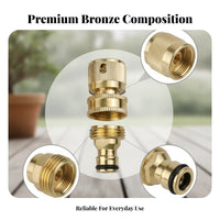 Leak-Resistant Brass Hose Connector Pair Knurled Grip Garden Hose Quick Connector Black Sealing Rings Quick Connect Coupler American Thread