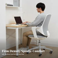 Lumbar Support Wheeled Computer Chair Adjustable Height Swivel Seat Rolling Casters Office Furniture Ergonomic Design for Students, Study Room, Bedroom