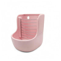 Metal Divider Hay and Feed Dish Glazed Ceramic Hay Rack Two-in-onePurpose Grass Rack with Basin Horizontal Rods