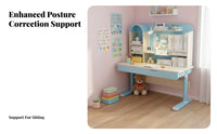 Ergonomic Design Adjustable Desk and Chair Set Tilted Desktop Adjustable kids' Study Station Rounded Corners children's Furniture Safe long-lasting for Students, Parents, school assignments, Homeschooling, Bedroom, Distance Learning