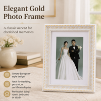 Ivory A4 Frame Photo Frame, A5 Frame European Classical Picture Frame, Handmade Engineered Wood Rectangle For Wall Hanging Or Desktop