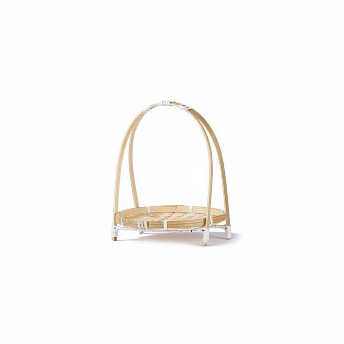 Handmade Tiered Bamboo Basket with Handle Multi-Layer Food Display Stand Woven Snack Serving Tray for Afternoon Tea, Party, Hotel, Living Room