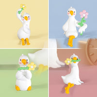 Cute Duck Figurine with Flower Adorable Dashboard Duck Mini Car Decor Miniature for Drivers