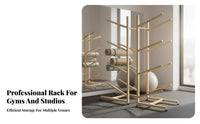 Space-Saving Exercise Mat Storage Rack Commercial Grade Balance Trainer Ball Storage Rack Large Capacity Exercise Ball Holder Stand Sturdy Metal Construction for Fitness Center
