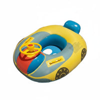 Baby Boat Inflatable with Steering Wheel Inflatable Car Pool Inflatable Kids Swim Flotation Device with Seat for Toddlers