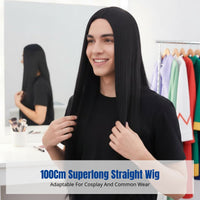 Middle Part Cosplay Wig, Long Straight 100cm, Unisex, Synthetic Fiber, Multi-Color, Anime