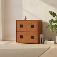 Storage Cabinet with Compartments Solid Wood Modular Cabinet Oak Square Storage Organizer for Living Room, Bedroom, Reading Corner
