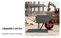 Quick Unloading Construction Wheelbarrow Thickened Basin Hauling Equipment sturdyDuty Hand Barrow Multi-Purpose for Landscapers, Gardeners, Homeowners, Farm, Outdoor tasks, Garden, Lawn Care