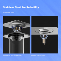 Floor Drain Core Foot Press Operation Shower Fitting Odor Blocking Anti Backflow Design for Plumbers, Garage, Basement, Wet Room