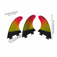 3 Pieces Surfboard Fin with Double-Tab Base Compatible Double-Tab Base-Style Thruster Fin Fins with Double Tabs Honeycomb