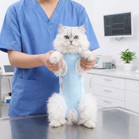 Cat Recovery Suit with Tie Straps, Round Neck Post Surgery Cat Suit for Anti Licking, Breathable Spay and Neuter Recovery, After Surgery Wear