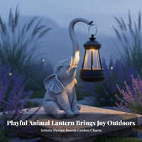 Waterproof Elephant Solar Light Weather Resistant Solar Elephant Statue No Wiring Required for Patio