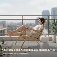 Adjustable Backrest Weightless Recline Recliner Foldable Lounge Chair Lockable Position externaldoor Furniture Breathable Seat for Adults, Homeowners, Seniors, Balcony, Garden, Backyard, waterside
