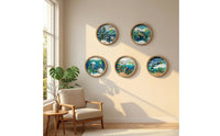 5 Pieces Wooden Wall Plaque Easy-to-Hang Wooden Plaque with Sheet Round for Living Room, Entryway, Bedroom