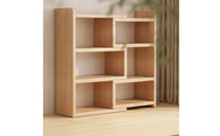 Wood-Grain Desktop Bookshelf Modular Desk Bookshelf Open Desktop Organizer Shelf Space-Saving for Students, Professionals, Study Corner, Reading Nook
