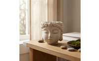 Buddha Head Flower Pot Sculpted Decorative Tabletop Planter Stone-Look Flower Pot Ornamental Home Decor Small Plant Display