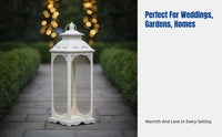 European Iron Art Candle Holder, Windproof Glass Lantern, Floor Light, Cream Decorative Piece for Home, Wedding