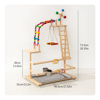 Wooden Bird Activity Center Bird Playstand Interactive Parrot Playstand for Parrots, Indoor
