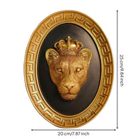 Lion Head Wall Sculpture MightyLion Head Wall Plaque Gold-Toned for Homeowners, Living Room, Entryway, Study