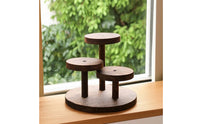 Wooden Tiered Display Stand Round Wooden Display Riser Stand Compact for Office Desk