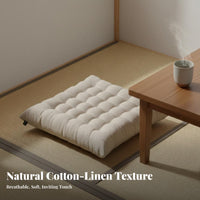 Minimalist Design Solid Color Cotton Linen Chair Pad Soft and Skin-Friendly Wabi-Sabi Aesthetic Seat Pad Portable for Students, Bench, Sofa