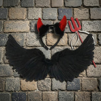 Feathered Wings with Headband and Three-Pronged Spear Layered Three-Pronged Spear Comfortable Costume Set Easy to Wear for Stage Performances